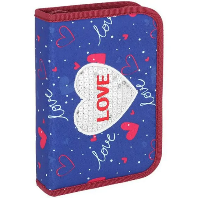 Spirit: Love heart 3D mintás kihajtható töltött tolltartó 19 db-os