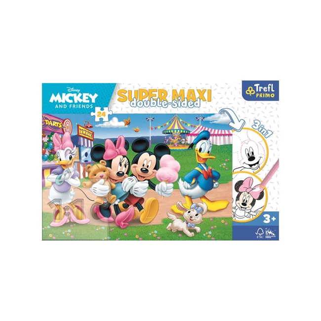 Mickey egér és barátai SuperMaxi kétoldalas 3 az 1-ben puzzle 24 db-os