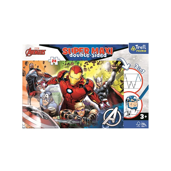 Bosszúállók SuperMaxi kétoldalas 3 az 1-ben puzzle 24 db-os