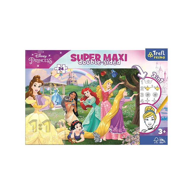 Disney Hercegnők SuperMaxi kétoldalas 3 az 1-ben puzzle 24 db-os