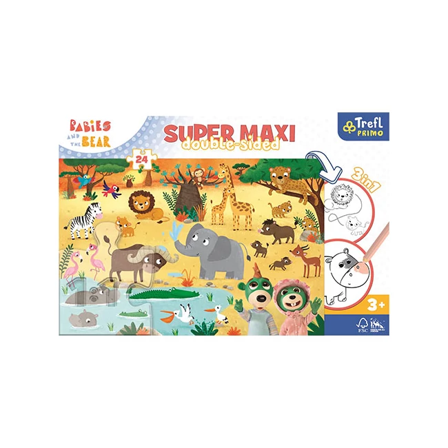 Treflik szafarin SuperMaxi kétoldalas 3 az 1-ben puzzle 24 db-os