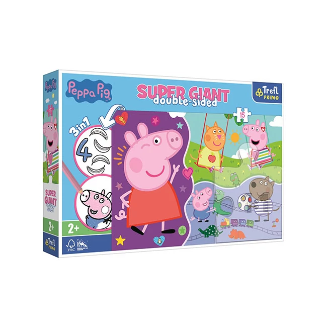 Peppa malac Super Giant kétoldalas 3 az 1-ben puzzle 15 db-os – Trefl