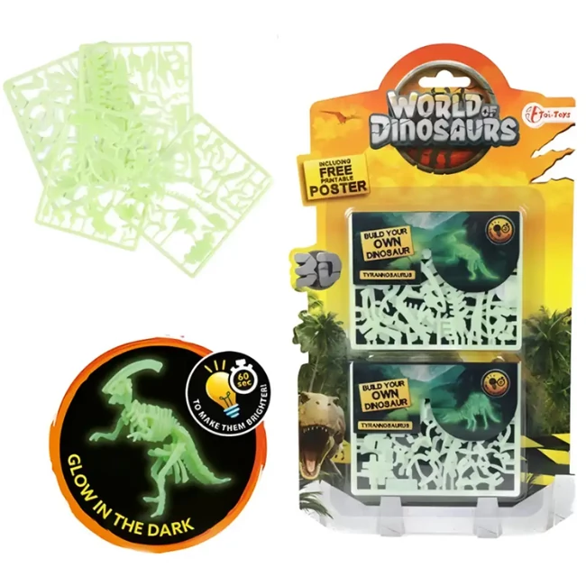 Dínós fluoreszkáló 3D puzzle többféle változatban 1 db