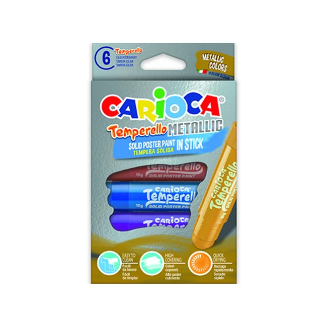 Metál fényű tempera stick 6 db-os szett – Carioca