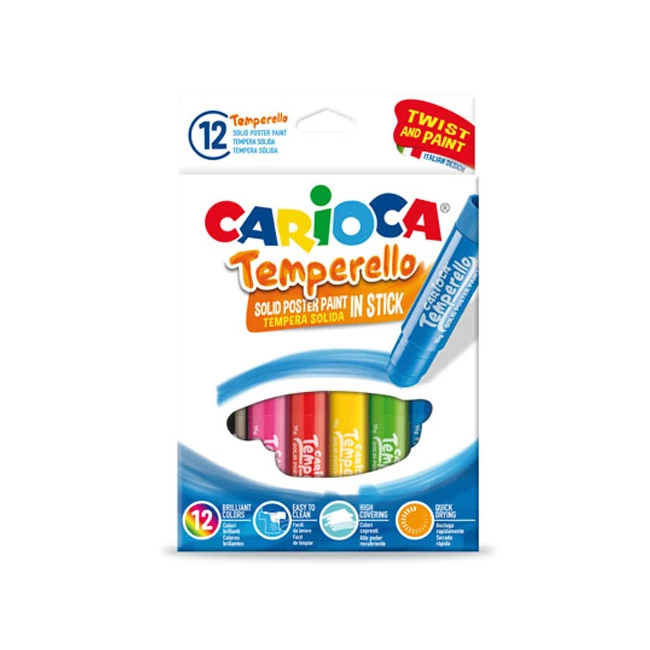 Carioca: Színes tempera stick 12 db-os kimosható