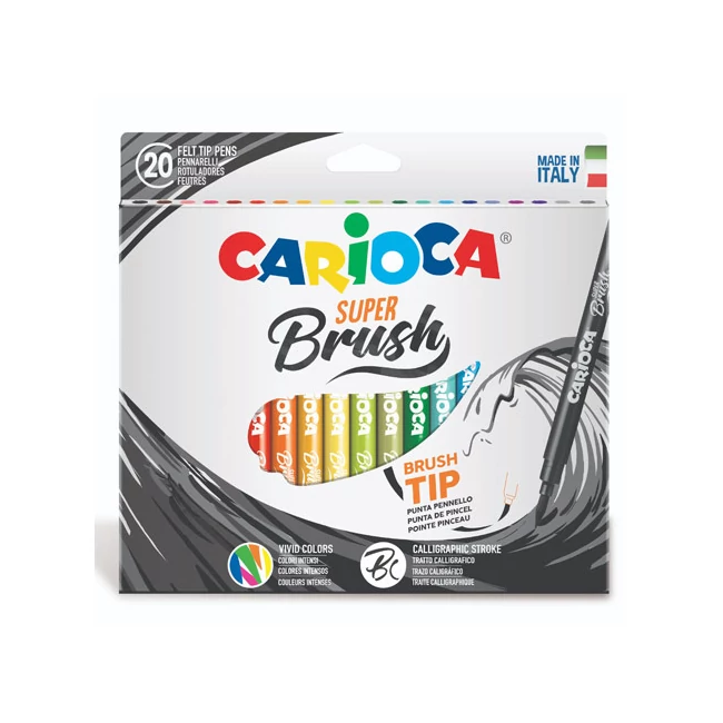 Ecsetvégű filctoll szett 20 db-os kiszerelésben – Carioca
