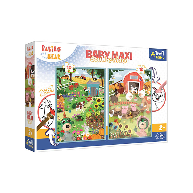 Treflik a farmon kétoldalas 4 az 1-ben Baby Maxi puzzle 2×10 db-os – Trefl