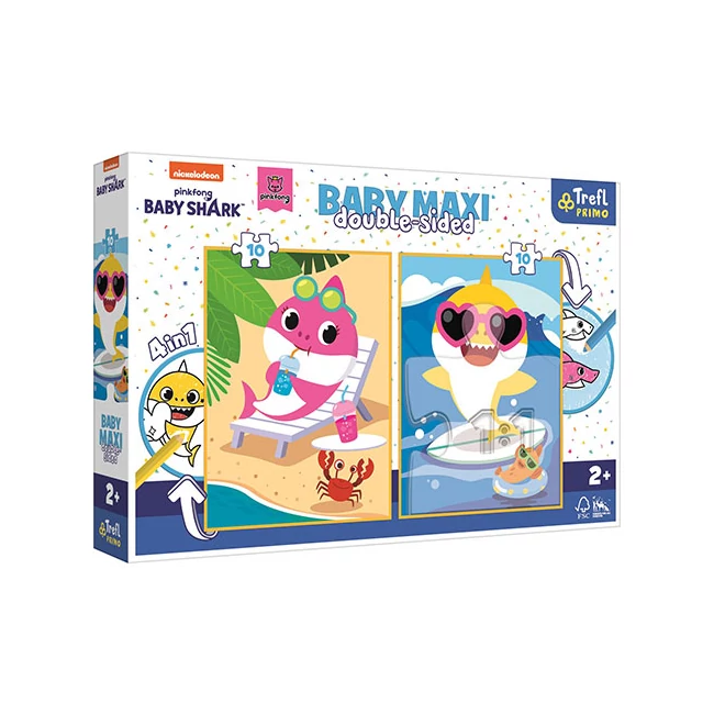 Baby Shark kétoldalas 4 az 1-ben Baby Maxi puzzle 2×10 db-os – Trefl