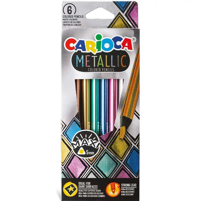 Metallic Maxi háromszög alakú 6 db-os színesceruza szett – Carioca