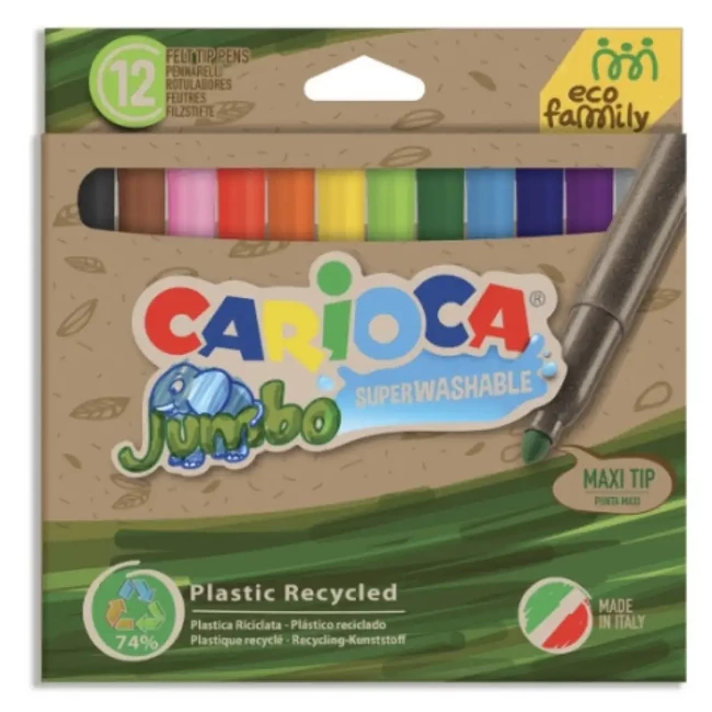 Eco Family Jumbo 12 db-os színes filctoll szett – Carioca