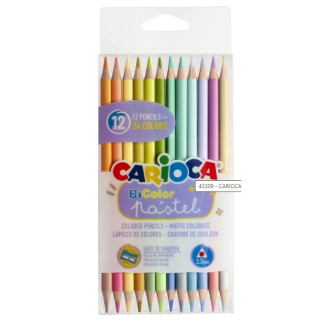 Bi-Color 12 db-os pasztell színű két végű színes ceruza szett – Carioca