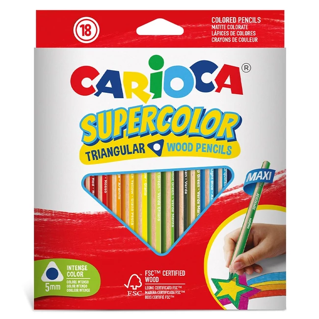 Supercolor háromszög alakú 18 db-os maxi színesceruza szett – Carioca