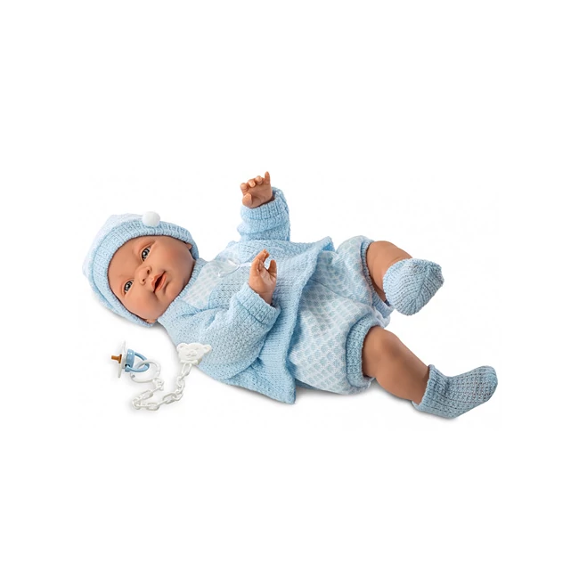 Csecsemő baba kék ruhában ázsiai 45 cm