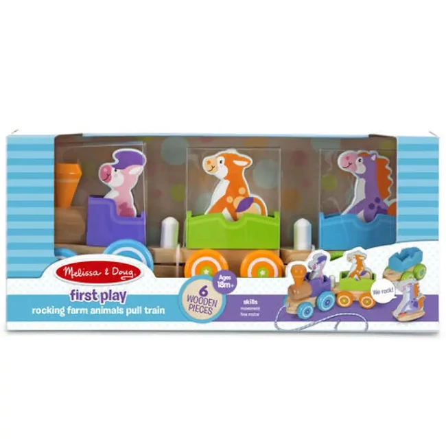 Húzható fa vonat a farm állataival – Melissa & Doug
