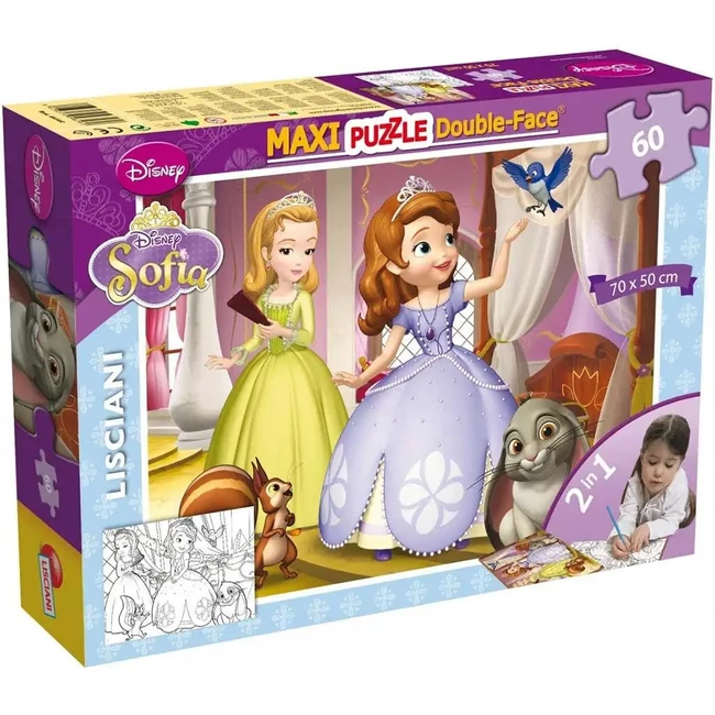 Disney Szófia hercegnő 2 az 1-ben 60 db-os maxi puzzle és színező 70×50 cm – Lisciani