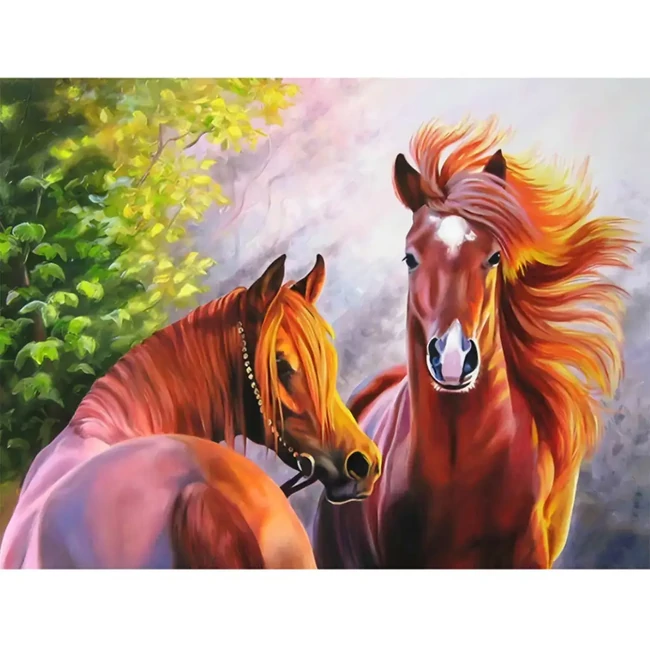 Gyémántszemes kirakó: Lovak gyémántfestő szett 40×50 cm