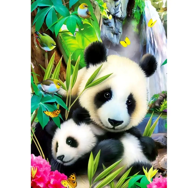 Gyémántszemes kirakó: Pandák gyémántfestő szett 40×50 cm