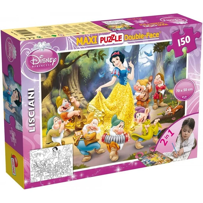 Disney Hófehérke 2 az 1-ben maxi 150 db-os puzzle és színező 70×50 cm – Lisciani