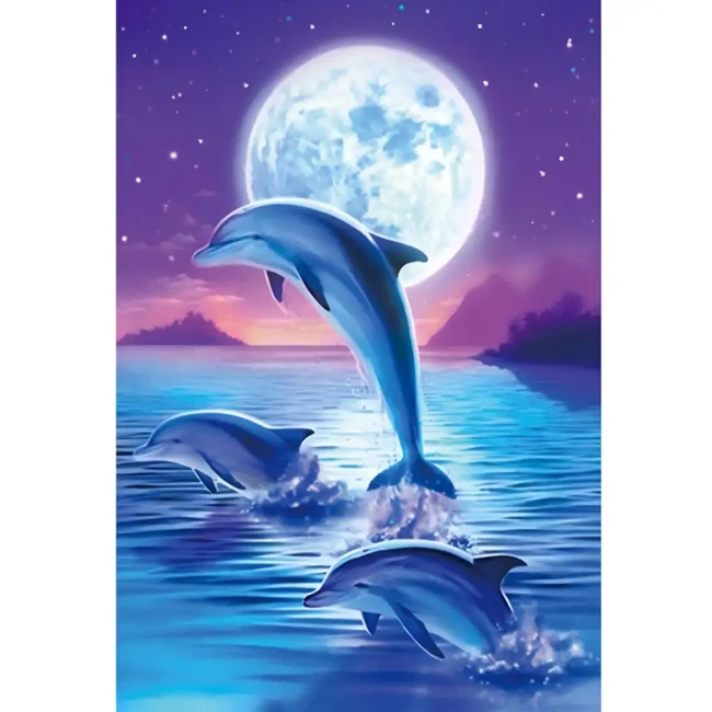 Gyémántszemes kirakó: Delfinek gyémántfestő szett 10×15 cm
