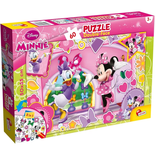Minnie egér 2 az 1-ben 60 db-os puzzle és színező 50×35 cm – Lisciani