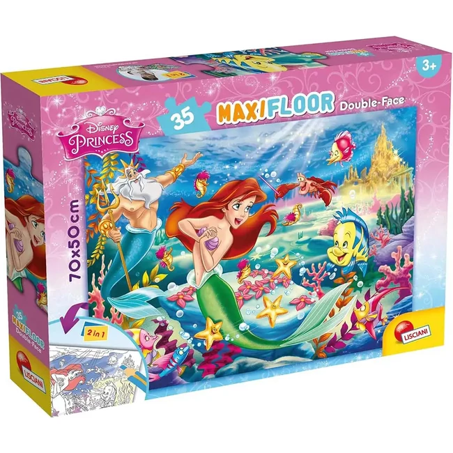 Disney Ariel 2 az 1-ben 35 db-os maxi puzzle és színező 70×50 cm – Lisciani