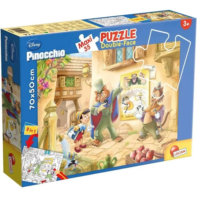 Disney Pinokkió 2 az 1-ben maxi 35 db-os puzzle és színező 70×50 cm – Lisciani