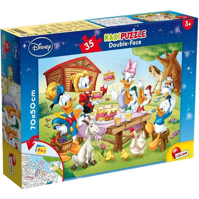 Disney Donald kacsa családja 2 az 1-ben maxi 35 db-os puzzle és színező 70×50 cm – Lisciani