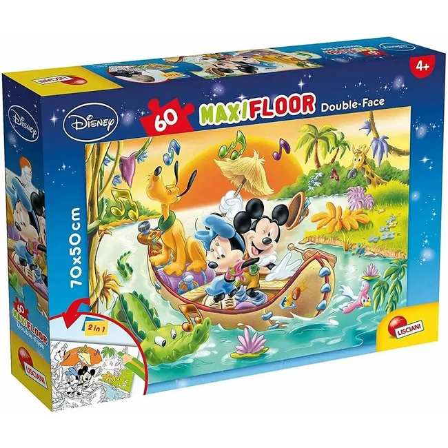 Mickey egér 2 az 1-ben 60 db-os maxi puzzle és színező 70×50 cm – Lisciani