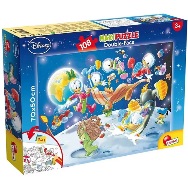 Kacsamesék: Donald az űrben 2 az 1-ben 108 db-os puzzle és színező 70×50 cm – Lisciani