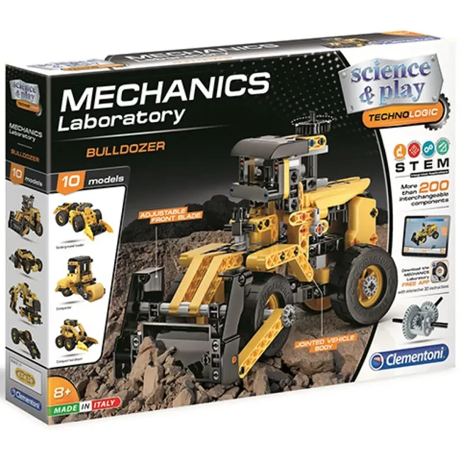Science & Play: Mechanikus Labor Bulldózer 10 az 1-ben építőjáték – Clementoni