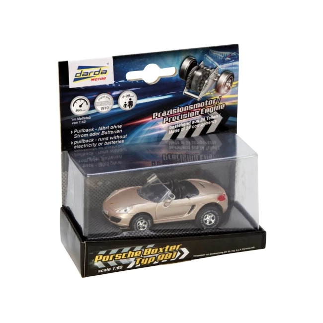Darda: Porsche Boxster arany színű pályaautó hátrahúzható motorral 1/60