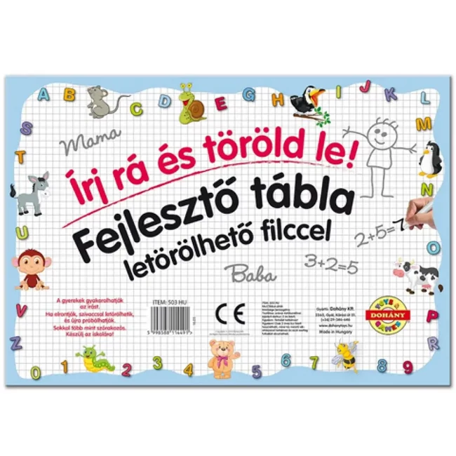 Készségfejlesztő rajztábla letörölhető filccel: Formák – D-Toys