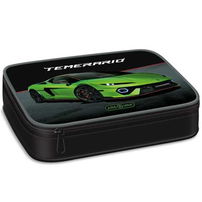 Ars Una: Zöld Lamborghini mintás többszintes tolltartó 15,5×22,5×4,5 cm