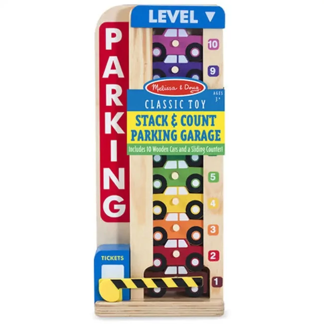 Színes-számos autós parkolótorony fa készségfejlesztő – Melissa & Doug