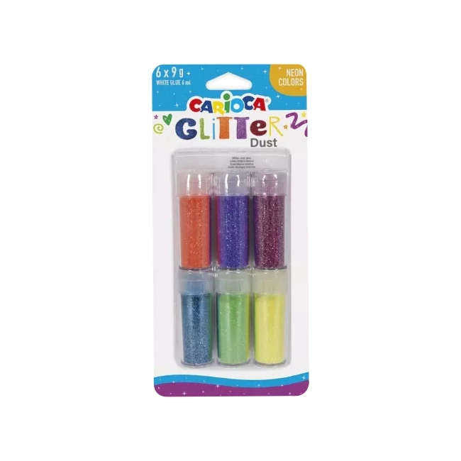 Carioca: Glitter Dust 6 db-os csillámpor szett tégelyben – Neon színek
