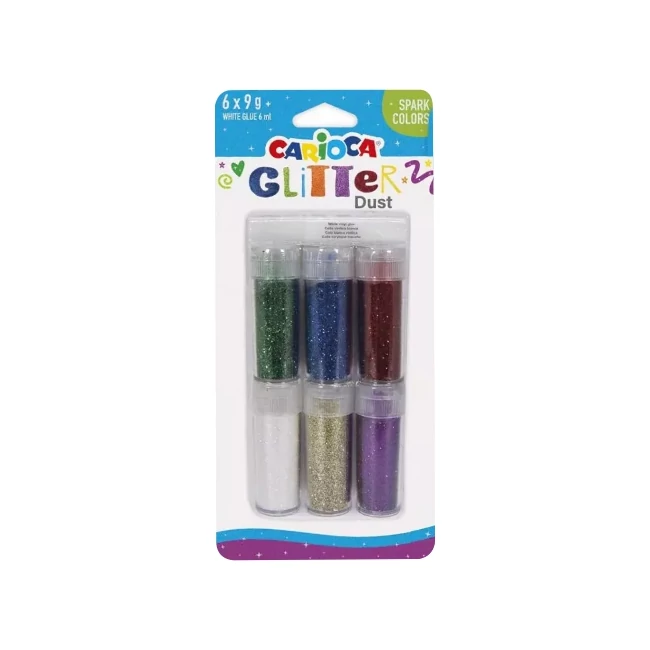 Carioca: Glitter Dust 6 db-os csillámpor szett tégelyben – Élénk színek