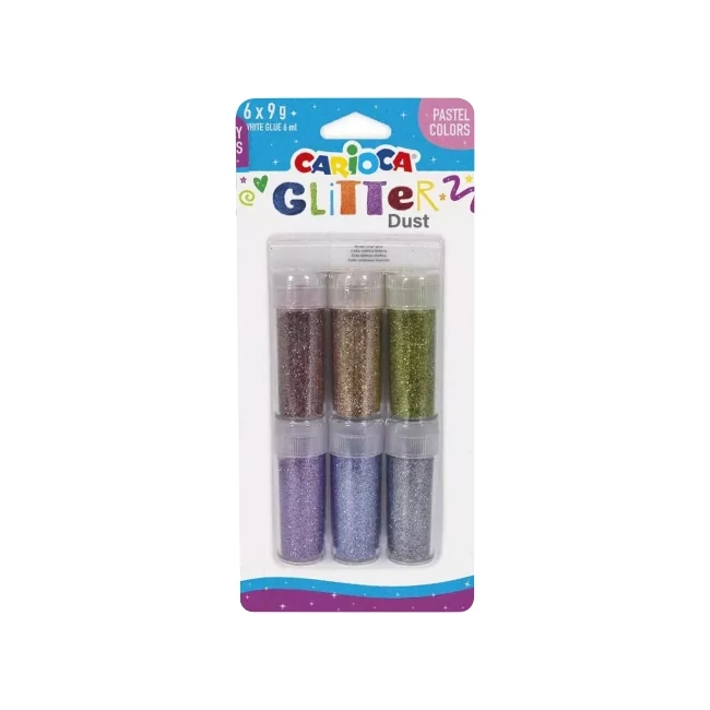 Carioca: Glitter Dust 6 db-os csillámpor szett tégelyben – Pasztell színek