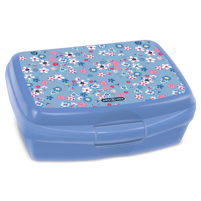 Ars Una: Pearl Blossom Blue virágos uzsonnás doboz 16,5×6x13,5 cm