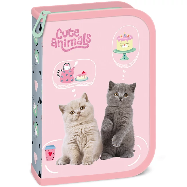 Ars Una: Cute animals tea party cicás kihajtható töltött tolltartó 12,8×19,3×3,6 cm