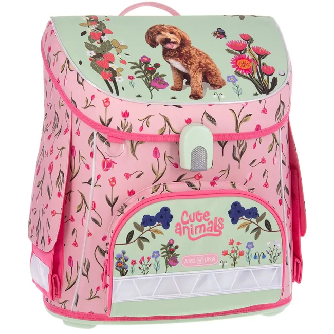 Ars Una: Cute Animals Doggie kompakt ergonomikus mágneszáras iskolatáska, hátizsák 33×41×24 cm