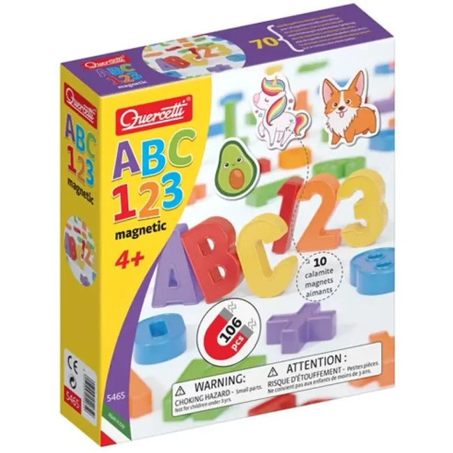 Quercetti: ABC + 123 mágneses szett 106 db-os