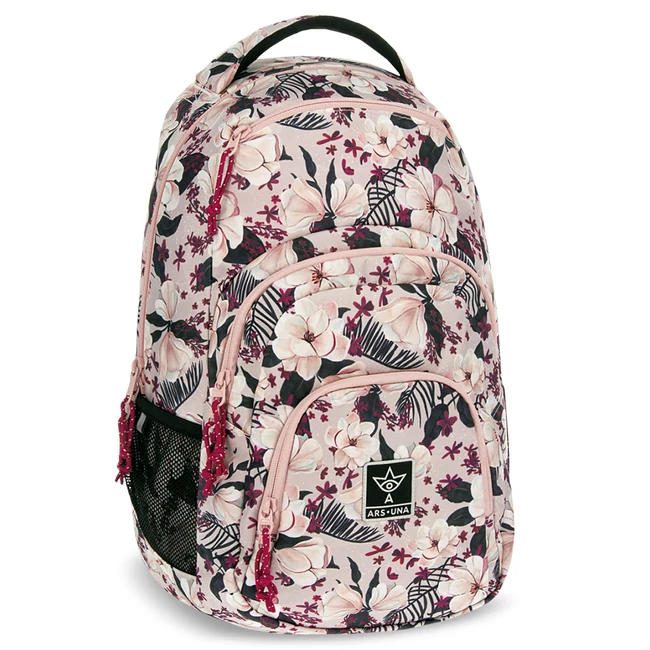 Ars Una: Flowery Pink virágos AU-2 iskolatáska, hátizsák 32×46×22 cm
