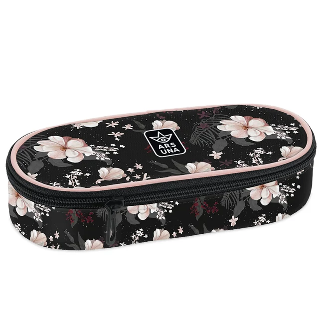 Ars Una: Flowery Black ovális tolltartó 23×5,5×9 cm