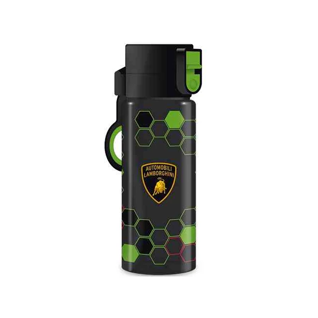 Lamborghini zöld-fekete cseppmentesen záródó műanyag kulacs 475ml