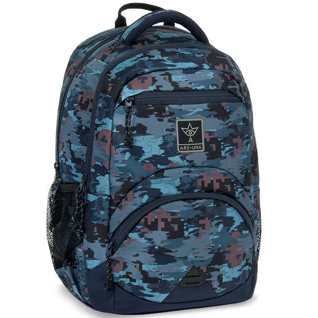 Ars Una: Hyde kék terepmintás ergonomikus iskolatáska, hátizsák 33×45×24 cm