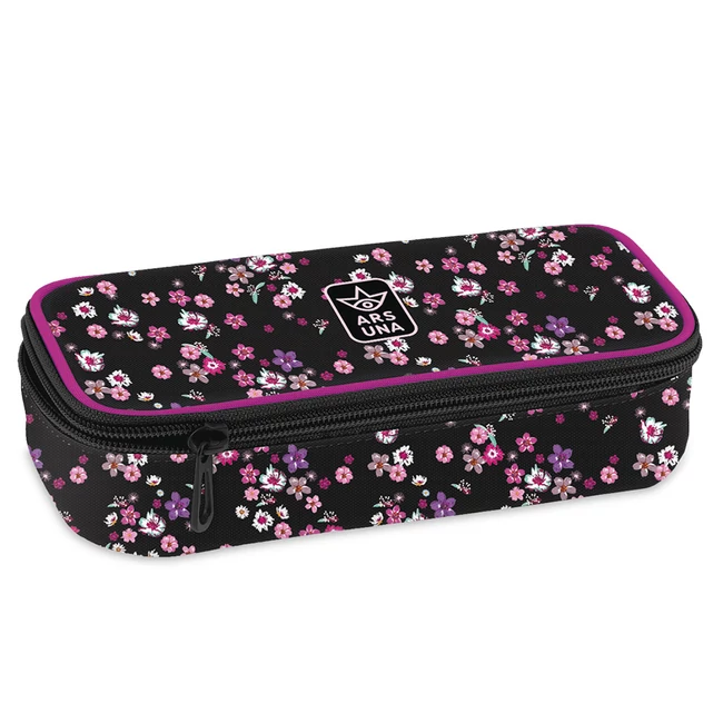 Ars Una: Pearl Blossom Black virágos tinédzser tolltartó 22,5×6x11,5 cm