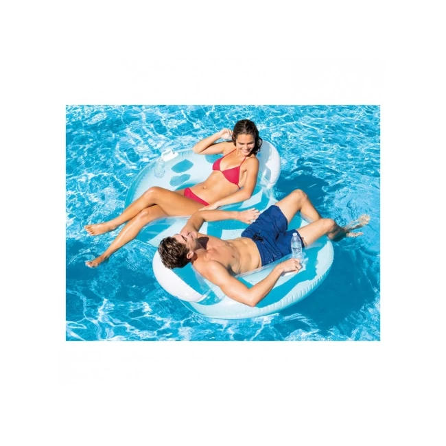 Intex: Dupla háttámlás kerek matrac kék színben 198x117cm