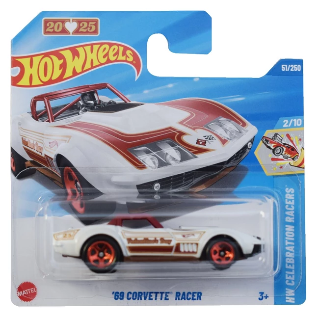 Hot Wheels: 1969 Corvette Racer fehér kisautó 1/64 – Mattel