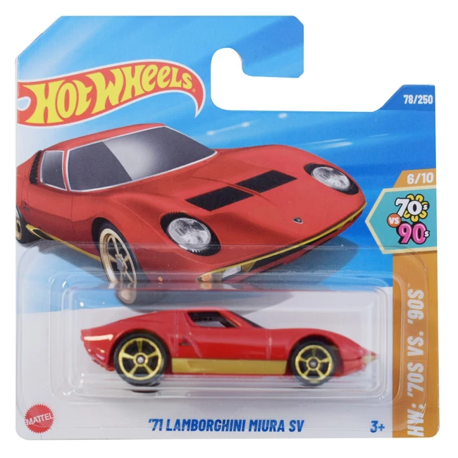 Hot Wheels: 1971 Lamborghini Miura SV piros kisautó 1/64 – Mattel
