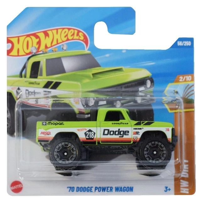Hot Wheels: 1970 Dodge Power Wagon zöld kisautó 1/64 – Mattel